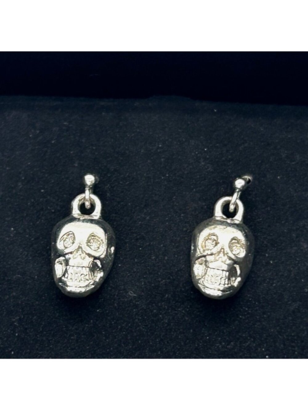 Silver Tone Skull Charm Pendant 3D Metal Goth Biker Punk Small Lightweight Jewel